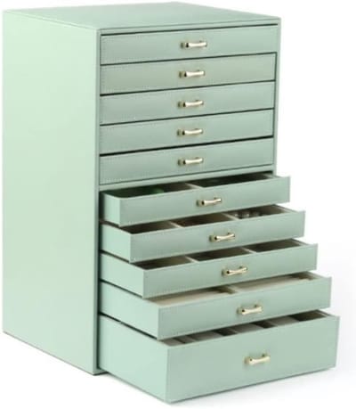 Sieradendoos - Juwelenkistje organizer - Sieraden bewaren - 10 Lades Grote Capaciteit - 36.5 cm - Blauw