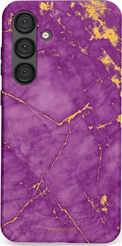 Casetastic hoesje geschikt voor Samsung Galaxy S25 Plus - Dubbellaagse bescherming - Paarse Marmer - Fashion Case - Lavendel Goud