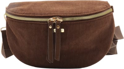 Flora&Co - Handtas - Crossbodytas - Bumbag - Ribfluweel - chocolate