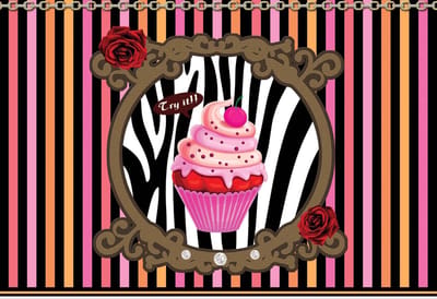 Fotobehang Cupcake Stripes | XXL - 206cm x 275cm | 130g/m2 Vlies