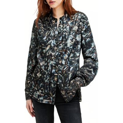 AllSaints Toni Caladesi Shirt Petrol Blue Maat: 2 | Blouses Outlet | Dames | Blauw
