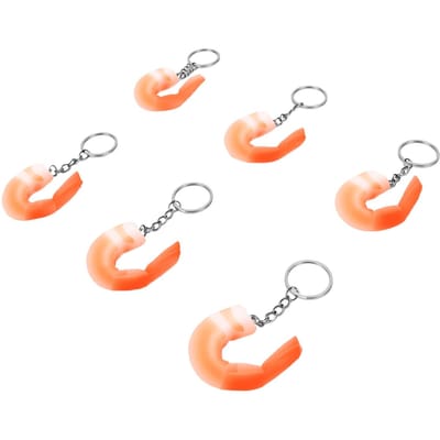 1:1 Garnalen Sleutelhanger Levensgetrouw Grappig Compact Kleurvast Gebakken Garnalen Sleutelhanger voor Rugzak Portemonnee 6 stuks beige