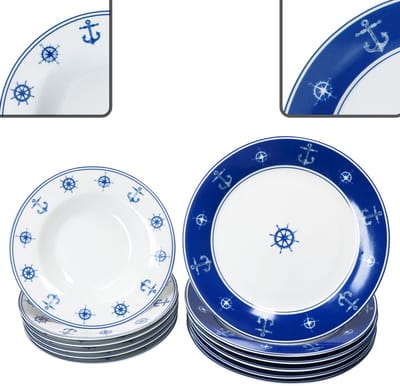 MamboCat 12-delig AHOI porseleinen servies voor 6 personen