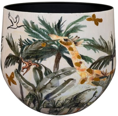 TS Collection - Bloempot Designed by Lammie - Safari dream - 28x25 - Metaal & Epoxy - Exclusieve woonitems voor binnen - Handgemaakt - Unieke print - Designed by Lammie