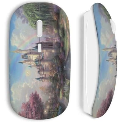 Souris sans fil - Chateau Feerique - Blanc - Compatible Mac et PC - Clé USB wifi incluse