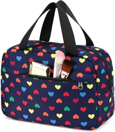 Homesy - Make-uptas, reis-make-uptas, sieradenetui, set, draagbare corduroy tas, sieradenbox, organizer voor vrouwen en meisjes - Marine Blauw