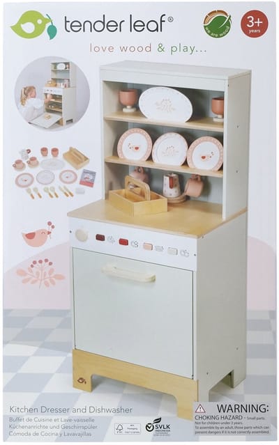 Tender Leaf houten keukenkast en afwasmachine speelgoed keuken.