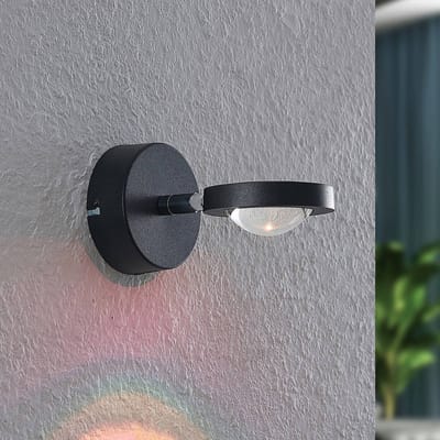 Lindby - LED wandlamp - 1licht - metaal, glas - H: 10 cm - zwart - Inclusief lichtbron