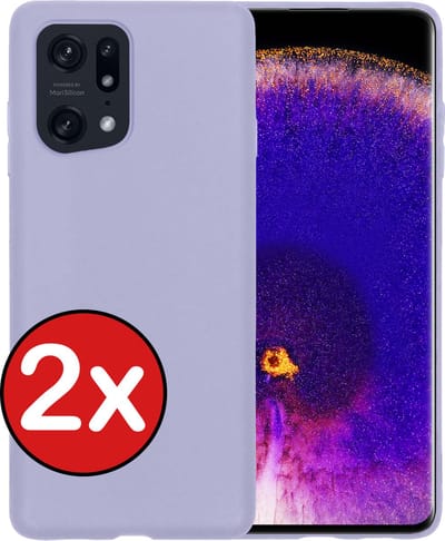 Hoesje - 2 Stuks - Geschikt voor OPPO Find X5 - Sterk & Shockproof - Telefoonhoes - Back Cover - Case Siliconen - Telefoon Hoes - Lila