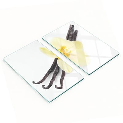 Keukenplanken van gehard glas met vanille- en bloemenmotief, 2x30x52 cm