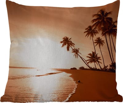 Tuinkussen - Zonsondergang - Tropisch - Palmboom - Strand - Zee - 40x40 cm - Weerbestendig
