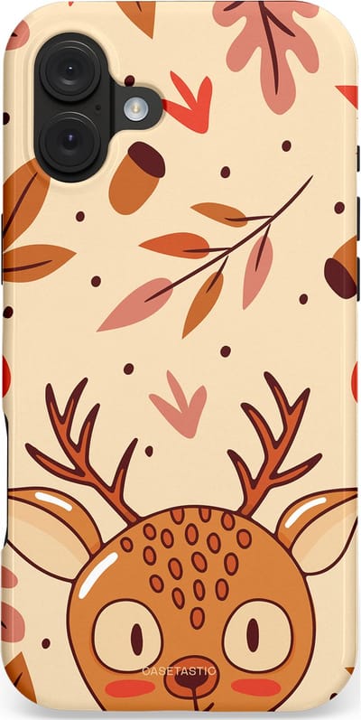 Casetastic hoesje geschikt voor Apple iPhone 16 Plus - MagSafe - Dubbellaagse bescherming - Hert in de herfst - Fashion Case - Zand Terracotta Rood