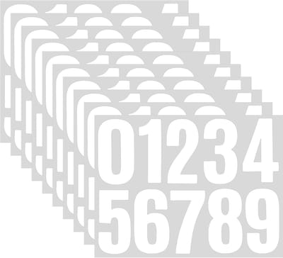 10 vellen cijferstickers, wit, 10 cm, waterdichte brievenbusnummerstickers, vinyl nummerstickers, zelfklevende cijferstickers voor brievenbus, borden, huisnummers