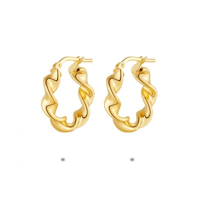 Twice As Nice Oorbellen in 18kt verguld zilver, gedraaide oorring