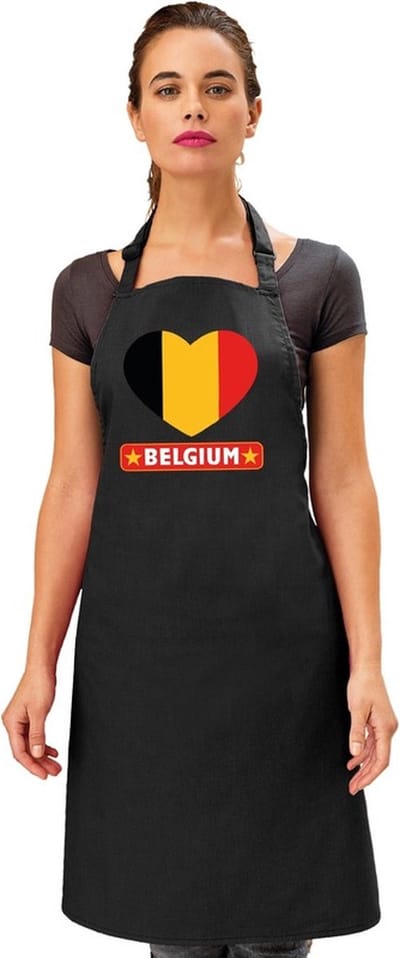 Keukenschort - Barbecueschort - I Love Brazilie vlag - zwart - heren en dames - Landen supporters - Gerechten - Avond