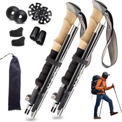 Nordic Walking Stokken - Trekkingstokken - Wandelstokken - Verstelbaar - Pro Nordic Walking - met tas/toebehoren - Hiking - Anti-Schock Functie - Ultralichte - Lichtgewicht & Compact - Opvouwbare - ergonomisch comfort handvat - premium kwaliteit
