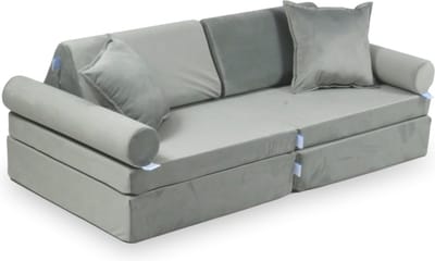 Mini Modulaire bank - Speelsofa- Velvet - Grey Comfort (inclusief 2 bolsters en 2 kussens)