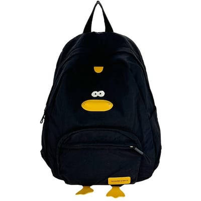 Koreaanse Casual Studenten Schooltas Grote Capaciteit Cartoon Schattige Kleine Eend Rugzak Heren en Dames Rugzak Grote Capaciteit one size fits all zwart