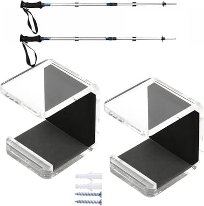 Hockeystick Muurbevestiging - Horizontale Hanger - Sportuitrusting Opslag - Krasbestendige Pads - 2 Stuks - Transparant