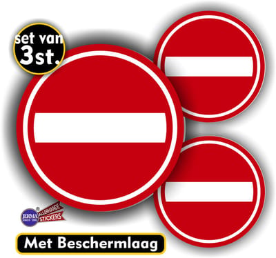 Jerma - Eenrichtingverkeer – Stickers - 3 st - 1x 15 cm - 2x 10 cm - Vinyl - Zelfklevend - Krasvrij