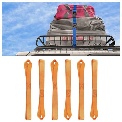 Dailygoods- Spanbanden 6 Stuks - Zachte Sjorbanden - Breukvast - Voor Aanhanger/Motorfiets - Effectieve Veiligheidsspanning 100 kg - Zwart/Blauw/Oranje - Bindriemen