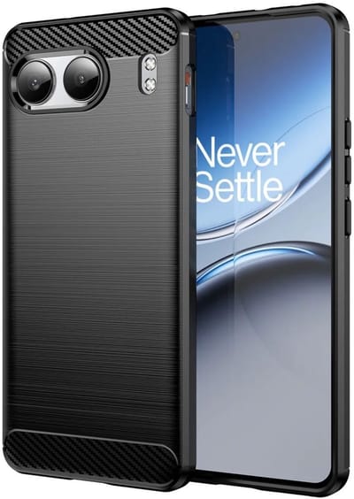Geborsteld TPU Hoesje Geschikt voor OnePlus Nord 4 | Beschermhoes | Back Cover | Flexibel TPU | Stijlvol Carbon | Dun | Zwart