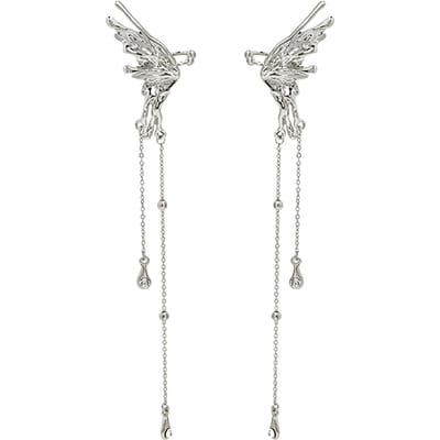1 Paire Boucle d'Oreille Manchette d'Aile Manchette d'Oreille Métal Pendant Boucle d'Oreille Accessoire pour Fête Voyage white