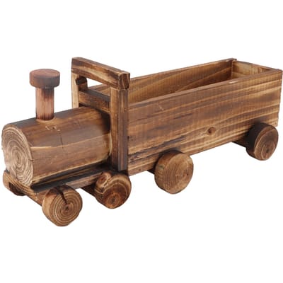 Houten Bloempot Cartoon Trein Vorm Goede Ventilatie Succulenten Bloempot Decoratie voor Tuin Huis Kantoor brown