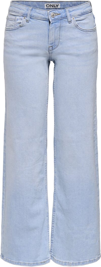 Only blauwe dames jeans   Bleached wash wassing   Wide leg fit   5-Pocket zakken   Knoop- en ritssluiting   Low waist Blauw L