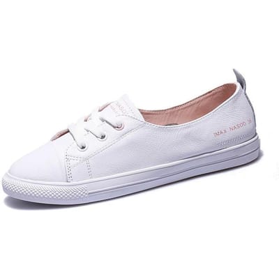 Baskets en Cuir Véritable pour Femmes Chaussures de Sport Décontractées et Tendance pour Femmes Chaussures Plates d'Été Vulcanisées pour Dames Lacets Blancs wg72 39 rose