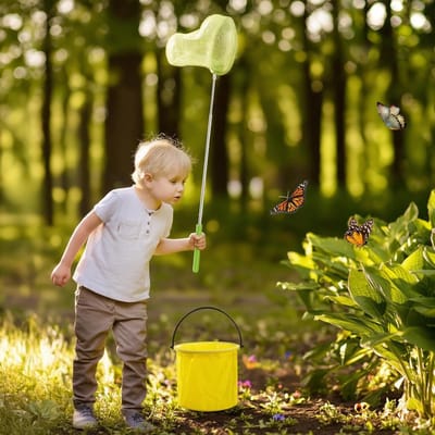 4-delige telescopische vlindernet set voor kinderen met 2 opvouwbare emmers - ideaal voor vissen, insecten vangen en buitenactiviteiten in het zwembad of op het strand