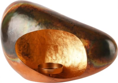 Dekoratief | Theelichthouder open 'Copper Sky', metaal, 25x10x17cm | A248180