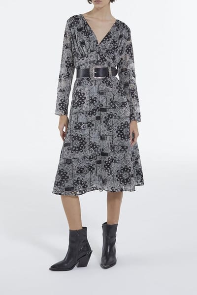 The Kooples Long Dress With A Fitted Waist And Long Sleeves Black Maat: 36 | Midi Jurken Outlet | Dames | Zwart
