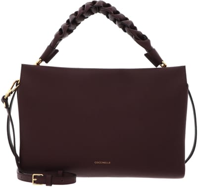 COCCINELLE Leren handtas schoudertas Boheme Grana Double Hand Bag Berry / Wint. Rose donkerpaars