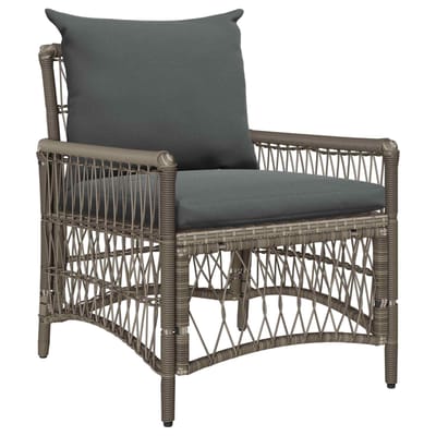 vidaXL Tuinstoel met kussen Grijs 73 x 61 x 77 cm poly rattan