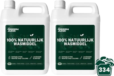The Green Junk - 100% Natuurlijk Wasmiddel 5L Navulling (2-pack) - Zonder Synthetisch Parfum - Wasmiddel Sensitive - Vloeibaar Baby Wasmiddel - Biologisch Wasmiddel - Voordeelverpakking - 334 Wasbeurten