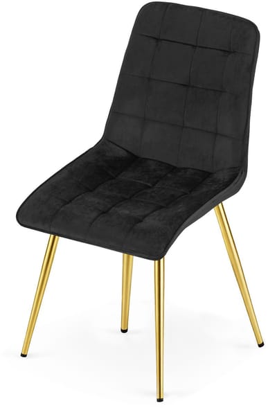 Eetkamerstoel SPLIT – Modern design – Zwart fluweel – Gouden poten