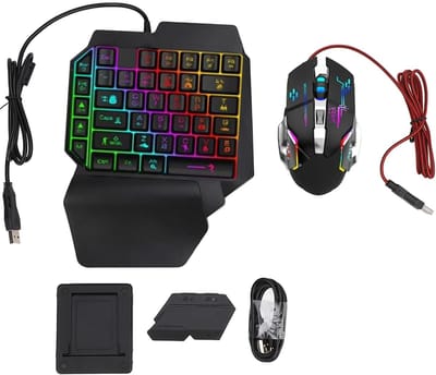 Allecto - RGB-gamingtoetsenbordmuis - Mobiele gametoetsenbordmuisadapter - 4-in-1 mobiel gamecombopakket - Telefoonhouderset - Geschikt voor gamen ...