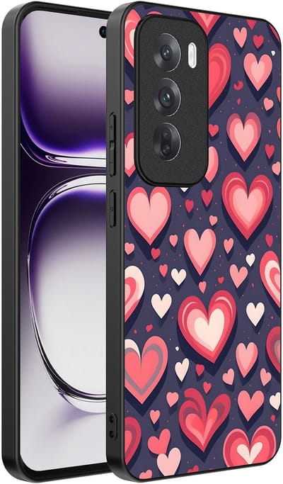 Smartphonica Telefoonhoesje Geschikt voor Oppo Reno 12 met Hartjes Opdruk - TPU Backcover Case With Heart Design geschikt voor Oppo Reno 12