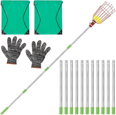 Fruitplukker Telescoopsteel - Appelplukker Kersenplukker - Veilig Vruchten Plukken - Verstelbare Lengte 4 Meter - 14cm Mand Diameter