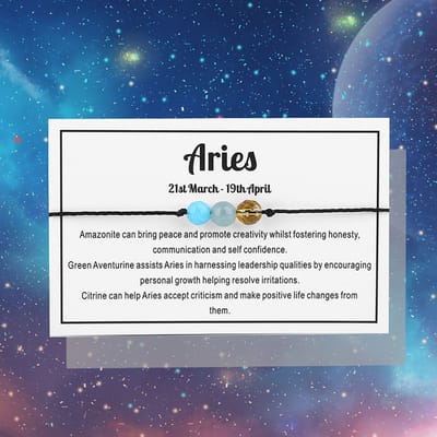 Bixorp Ram / Aries Sterrenbeeld Armband - Cadeau Armbandje met Edelstenen Kralen - Amazoniet, Aventurijn & Citrien