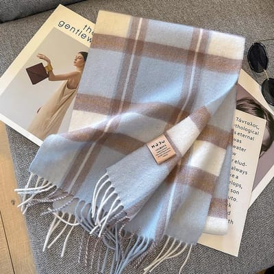 Écharpe en Laine pour Femme Cachemire de Luxe Couvertures d'Hiver Wraps Imprimé Carreaux Décontracté Pashmina Bufanda Poncho de Voyage Châles Echarpe 32x180cm gray