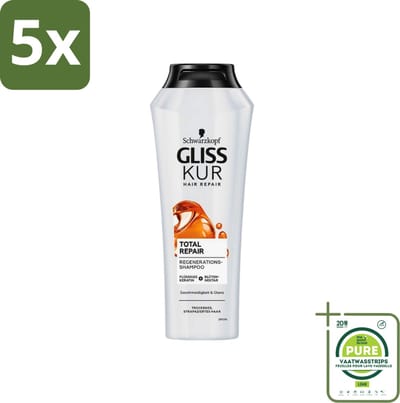 5 x Gliss Kur - Shampoo - Vrouwen - Hydraterende Verzorging - 250 ml - Grootverpakking - Schwarzkopf Gliss Kur Shampoo - Hydraatend Haar - Gespleten Haarpunten - Keratine - Haarverzorging