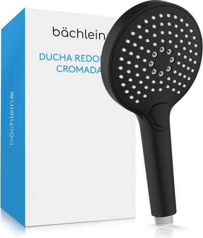 Bächlein Universele Douchekop - Douchekop Met 3 Straalsoorten, Eenvoudig Te Verwisselen Met Praktische Drukknop - Ronde Douchekop Matzwart - Handdouche Met Standaard G 1/2"-Aansluitmaat