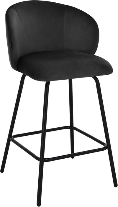 ExitoDesign NEMI - Barkruk - Zwarte Velvet - Metalen Frame - 65 cm