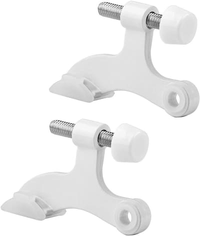 Scharnierpen Deurstopper 2-pack Wit - Verstelbaar en Zwaar met Rubberen Bumperpunten. Voorkomt Beschadiging Deur.
