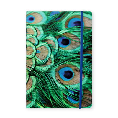 Lanzfeld Peacock - Kunst Notitieboek A5 - Gelinieerd - Peacock Feathers Design - 80 Pagina's - Softcover