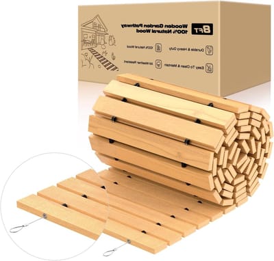 Houten Tuinpad - Houten Loopbrug - Buitenpad Creëren - Antislip Cederhout - 244 x 43 cm - Natuurlijk