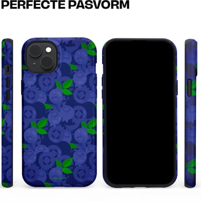 Casetastic hoesje geschikt voor Apple iPhone 15 Plus - MagSafe - Dubbellaagse bescherming - Berrytastic Blauwe Blueberry Bessen - Fashion Case - Donkerblauw Groen