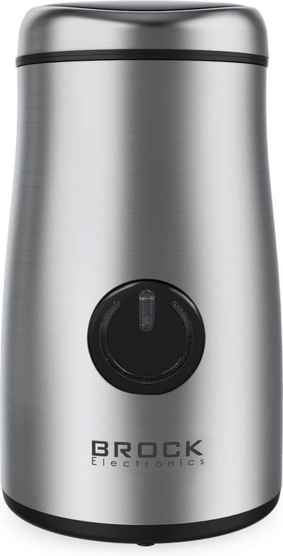 Brock Elektrische Koffiemolen 150W Zilver – Voor Koffiebonen, Kruiden, Noten & Specerijen – Stil, Snel & BPA-vrij – RVS Mes